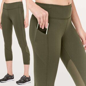 Lululemon Pace Rival Crop Full On Luxtreme Leggings Inseam 22 Dark Olive Green 4